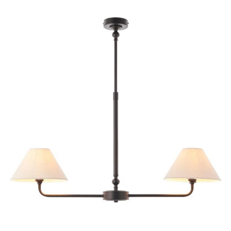 Image of Luminosa Lighting Luminosa Lille Multi Arm Pendant Ceiling Light Matt Black & Natural Faux Linen 2X B22