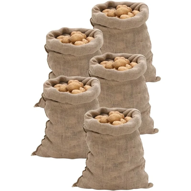 Image of Vidaxl Jute Sacks 5 Pcs 60X105cm 100% Jute 220 Gsm, Brown 155777