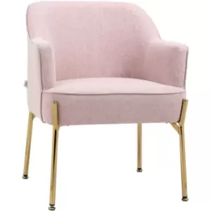 image of Homcom - Fabric Armchair Accent Chair w/ Metal Legs for Living Room Bedroom Pink - Pink