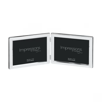 image of 7" x 5" - Impressions Silver Plated Hinged Double Frame