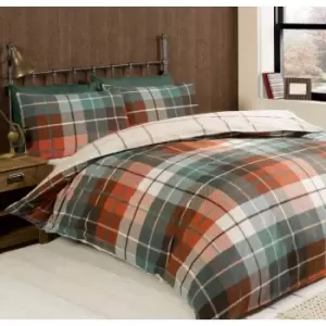 Image of Rapport Home Furnishings Rapport Home Lomond Check Flannelette Duvet Set Terracotta Double