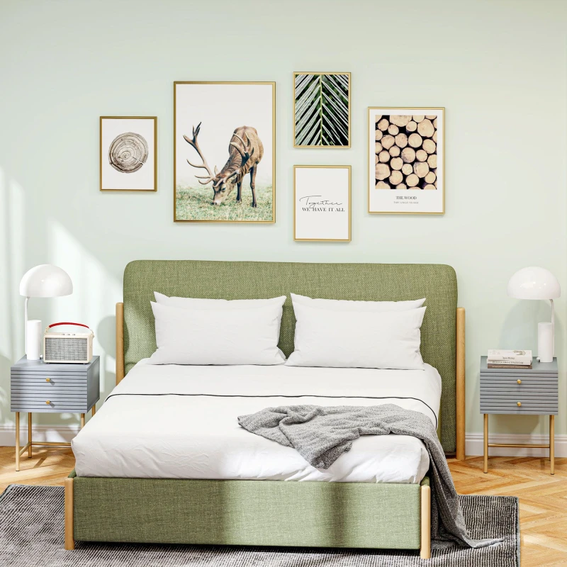 Image of HOMCOM Bedside Tables Set of 2 with 2 Drawers for Bedroom Grey