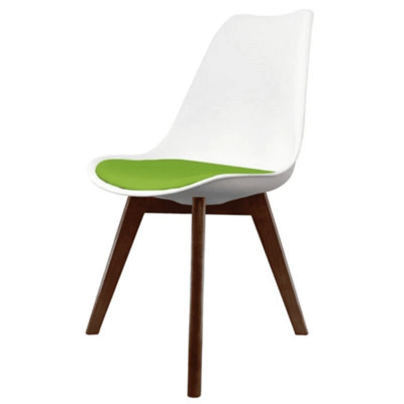 Image of Fusion Living Soho Plastic Dining Chair with Squared Dark Wood Legs Green