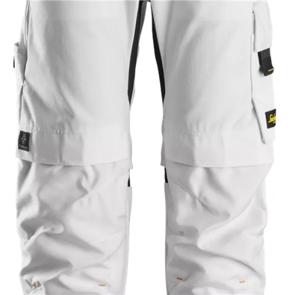 image of Snickers AllroundWork Canvas+ Stretch Work Trousers+ Holster Pockets - White/White - 196