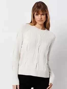 image of Superdry Studios Cable Knit Jumper - Off White, Size 10, Women