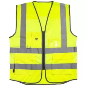 Image of Unisex Adult Executive Hi-Vis Mesh Waistcoat (M) (Fluorescent Yellow) - Fluorescent Yellow - Warrior