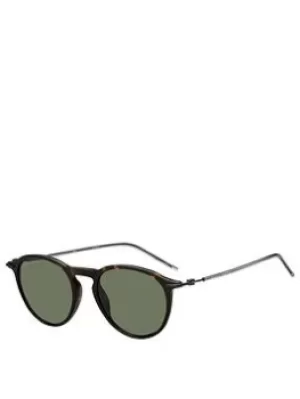 Image of BOSS Round Acetate And Metal Sunglasses, Brown, Men