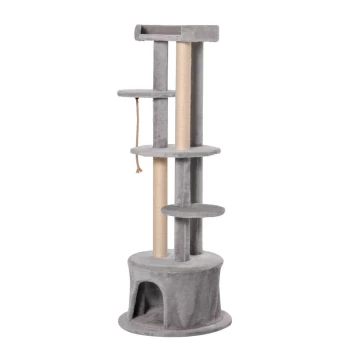 Image of Cat Tree Kitten Tower for Indoor Cats Multi-level Activity Centre Pet Furniture with Scratching Post Condo Hanging Ropes Plush Perches Grey - Pawhut