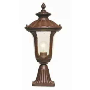 Image of Chicago 1 Light Small Outdoor Pedestal Lantern Rusty Bronze IP44, E27