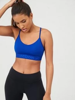 Image of Reebok Workout Ready Comm Strappy Back Bra - Cobalt , Cobalt, Size XS, Women