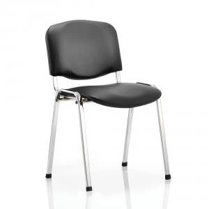 Trexus ISO Stacking Chair Without Arms Black Vinyl Chrome Frame Ref