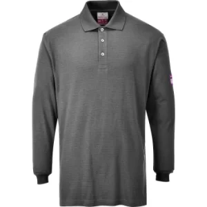 image of Modaflame Mens Flame Resistant Antistatic Long Sleeve Polo Shirt Grey 2XL