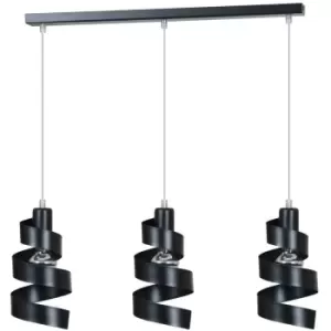 image of Emibig Saga Black Bar Pendant Ceiling Light 3x E27