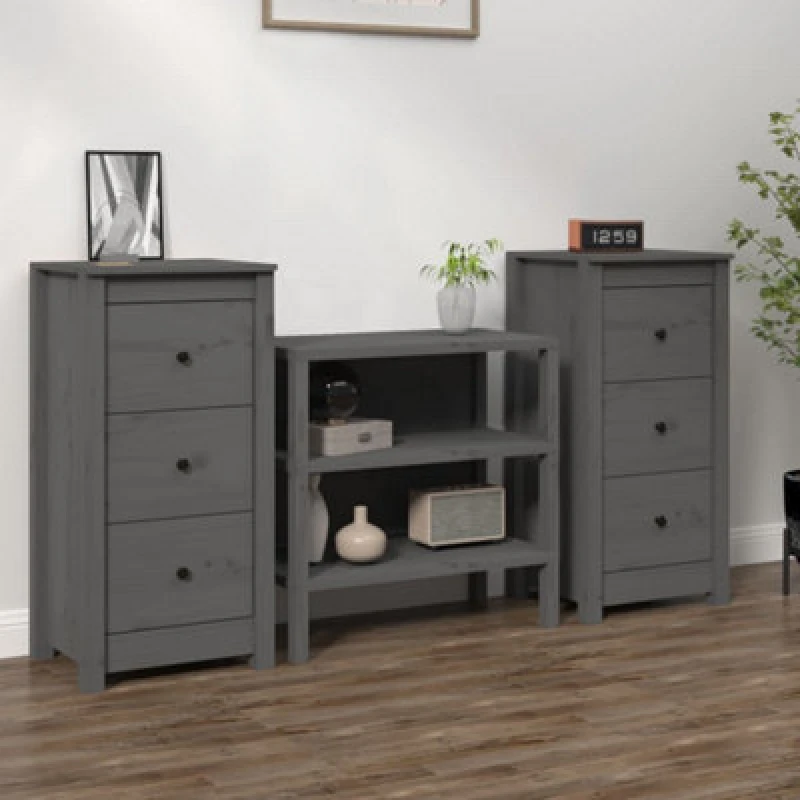 Image of VIDAXL Sideboards 2 pcs Grey 40x35x80cm Solid Wood Pine vidaXL 8720286922354
