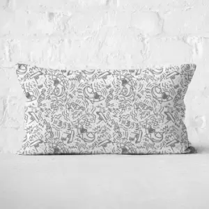 Image of Jaws Doodles Rectangular Cushion - 30x50cm - Soft Touch