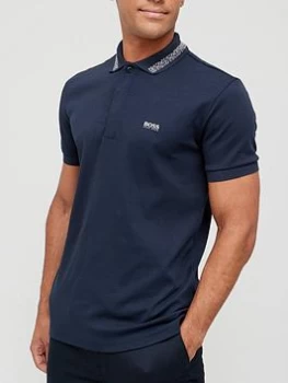 Image of Hugo Boss Athleisure Paddy Pixel Polo Shirt Navy Size L Men
