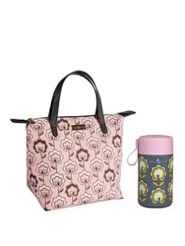 image of Beau & Elliot 'Boho' Insulated Luxury Lunch Tote - Flower Design (7Litre) + Stainless Steel Insulated Food Flask (500Ml)