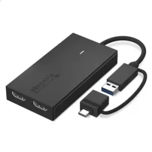 image of Plugable Technologies USB 3.0 & USB C to HDMI Adapter Dual Monitors Video Graphics Adapter