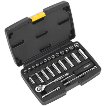 Image of Siegen 26 Piece 1/4" Drive Hexagon WallDrive Socket Set Metric 1/4"