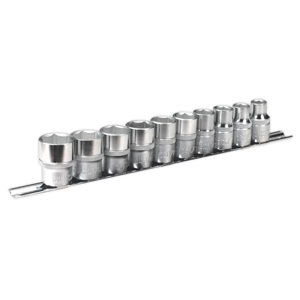 Image of Genuine SEALEY AK2781 Socket Set 10pc 1/2Sq Drive 6pt WallDrive® Imperial