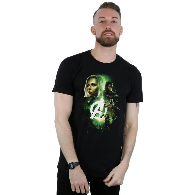 Image of Marvel Marvel Men Avengers Infinity War Widow Panther Team Up T-Shirt in Black Size: Small Black S Male 5057981641581