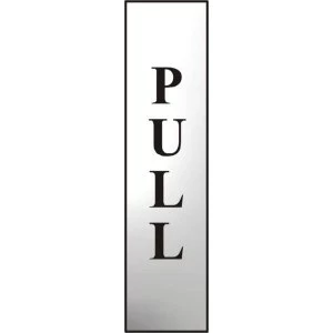 image of ASEC Pull 200mm x 50mm Chrome Self Adhesive Sign