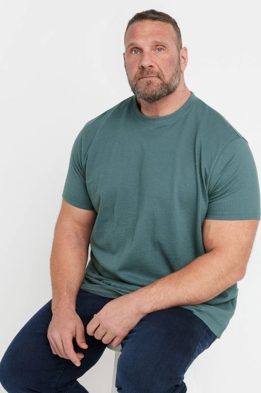 Image of BadRhino BadRhino Men Seersucker Textured T-Shirt in Green Size: X-Large Green 1XL Male 5063111990900