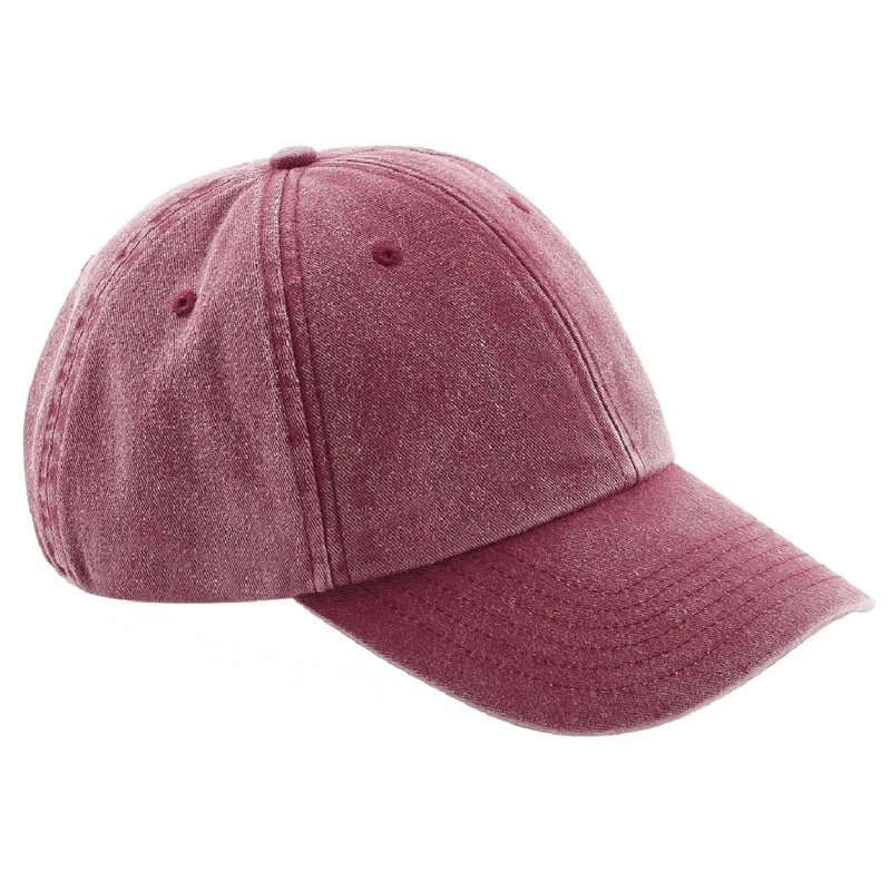 Image of Beechfield Beechfield Men Low Profile Vintage Denim-Look Cap Pack of 2 in Red Red One Size Male 5059269084110