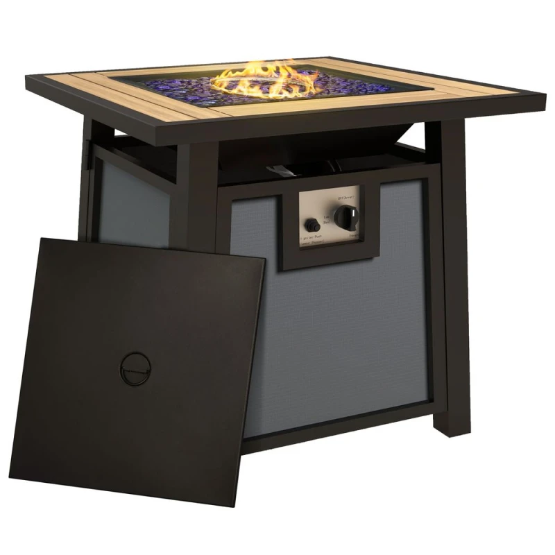 Image of Outsunny Gas Fire Pit Table with 50 - Outsunny 5056725397555
