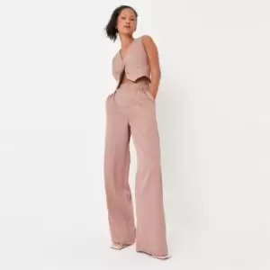 Missguided Pinstripe Wide Leg Trouser - Pink