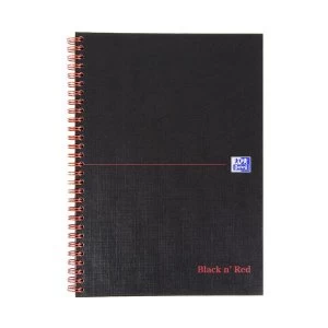 image of Black n Red B5 Matt Hardback Wirebound Notebook 90gm2 140 Pages Ruled Pack 5