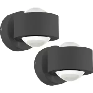 Image of 2 PACK Wall Light Colour Anthracite Shade Clear Plastic LED 2x2.5W Included