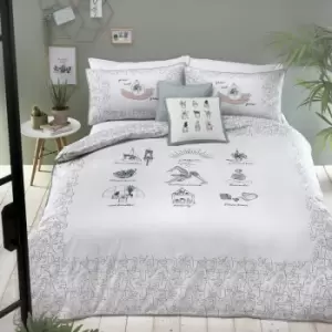Image of Wellbeing 180 Thread Count 100% Cotton Percale Duvet Cover Set, Multi, Super King - Appletree