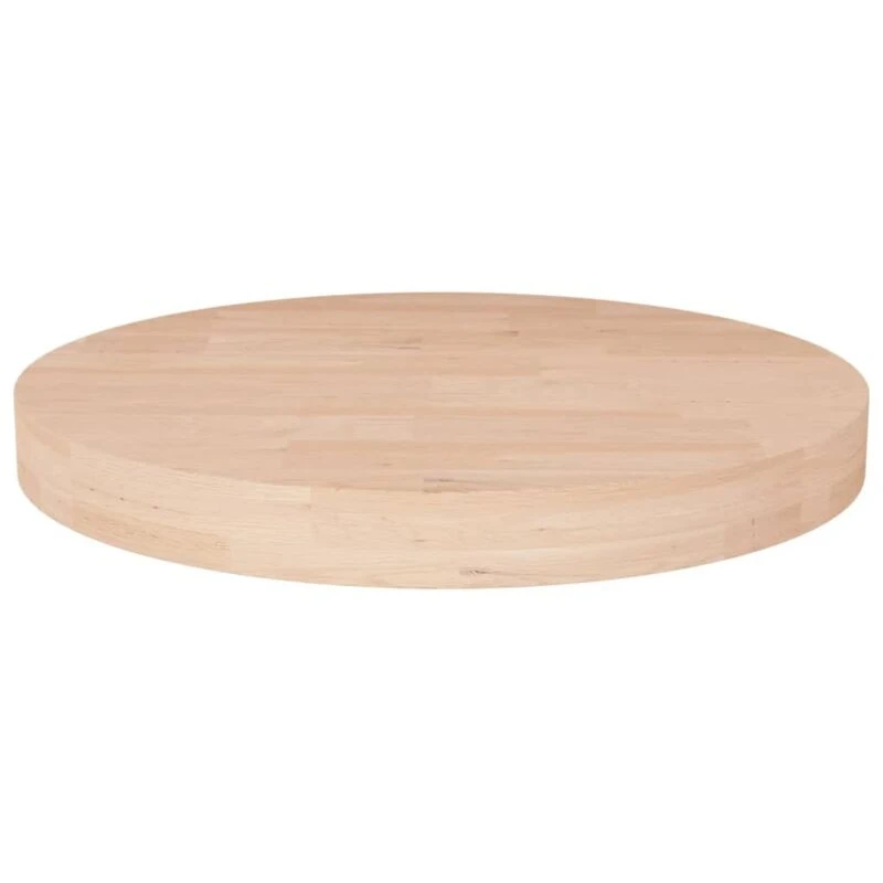 Image of Vidaxl Round Table Top Ø40X4cm Untreated Solid Wood Oak, Brown 342908