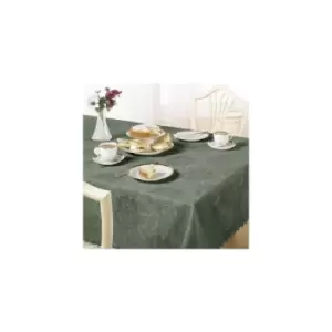 image of Emma Barclay Damask Rose Tablecloth, Forest Green, 60 x 84" Oval