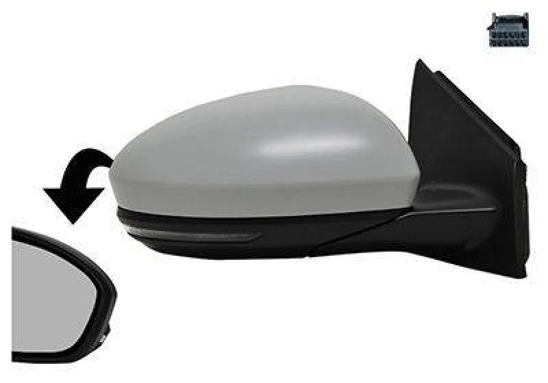Image of VAN WEZEL 4407808 Wing mirror * HAGUS * Right, with temperature sensor, primed, with cap Outside Mirror (50)