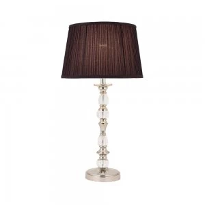 Image of 1 Light Medium Table Lamp Polished Nickel Plate with Black Shade, E27