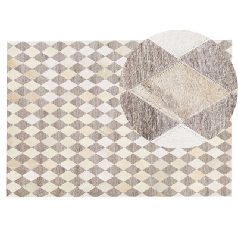 Image of Beliani Rug Seslice Beige 140 X 200 Cm Leather