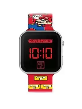 image of Super Mario Nintento Super Mario Printed Strap LED Watch, Multi