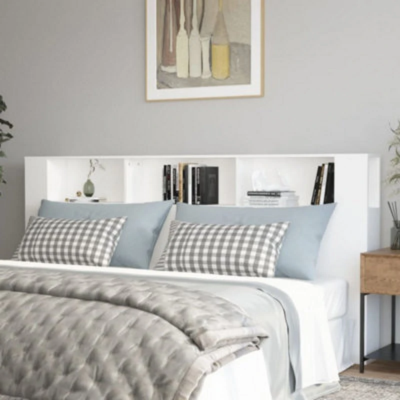 Image of Vidaxl Headboard Cabinet White 220X18.5X104.5 Cm, White 811961