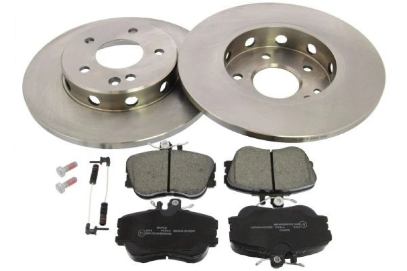 Image of MAPCO 47803 Brake disc and pads set Front Axle, Brake Disc Type: solid, incl. wear warning contact Brake Set,disc brakes (3405)