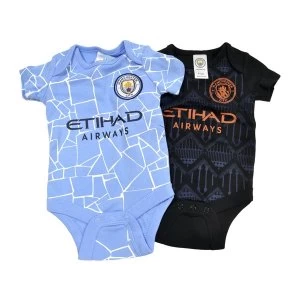 Image of Man City Two Pack Body Suit Home and Away 0-3 Months