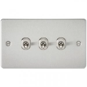 Image of 5 PACK - Flat Plate 10AX 3G 2-way toggle switch - brushed chrome