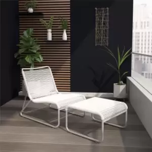 Image of CosmoLiving Lita Patio Lounge and Ottoman Set White