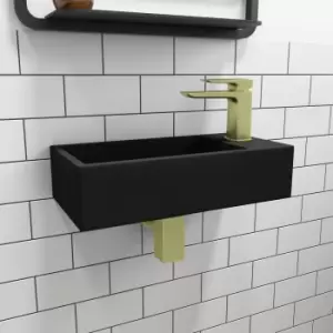 image of Cloakroom Black Wall Hung Basin Right Hand 405mm - Detroit