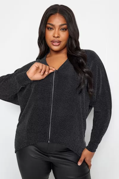 Image of Glitter Zip Through Top