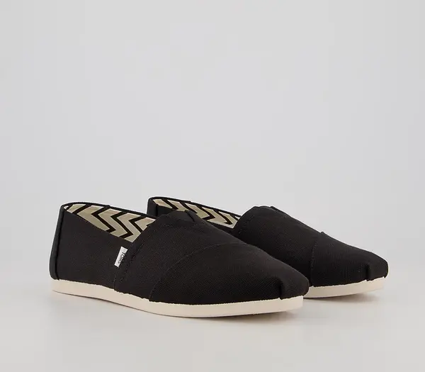 Image of TOMS Mens Classic Alpargata Slip Ons Black Recycled Cotton Canvas, 10