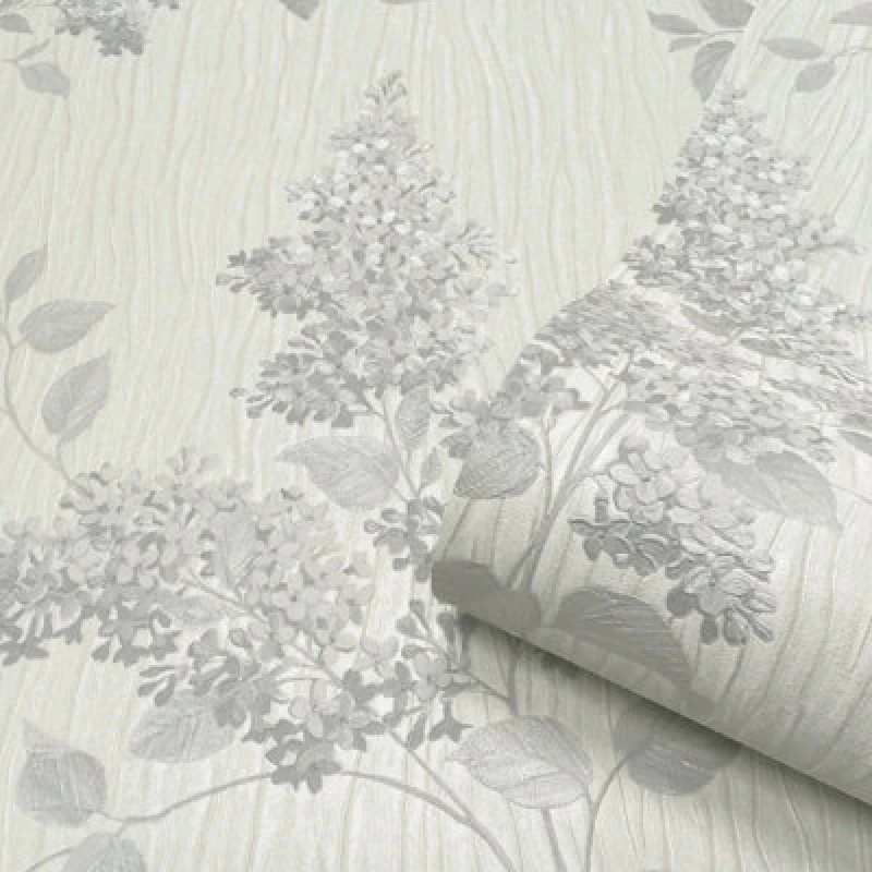 Image of Belgravia Tiffany Fiore Heavyweight Textured Vinyl Floral Wallpaper Grey 41312