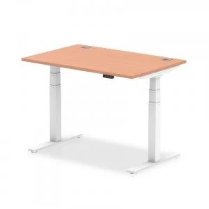 Image of Trexus Sit Stand Desk With Cable Ports White Legs 1200x800mm Beech Ref
