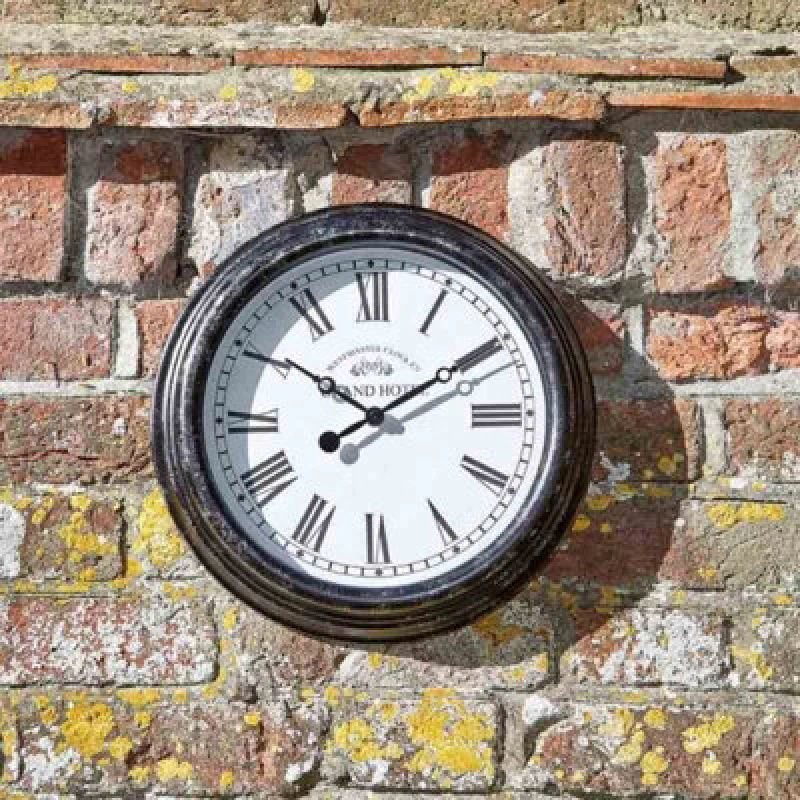 Image of Annibells Black Round Garden Wall Clock (8858)